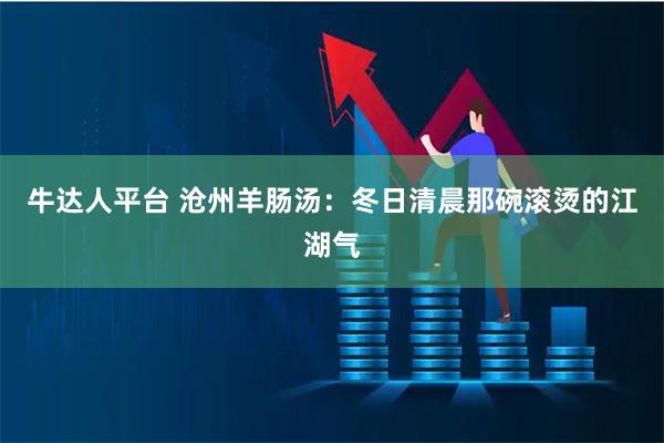 牛达人平台 沧州羊肠汤：冬日清晨那碗滚烫的江湖气