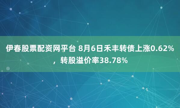 伊春股票配资网平台 8月6日禾丰转债上涨0.62%，转股溢价率38.78%